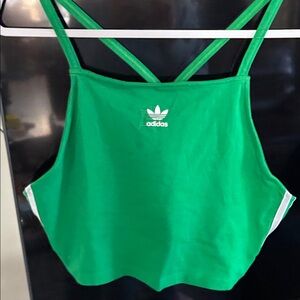 Adidas Green Double Strap 3 S Crop Top